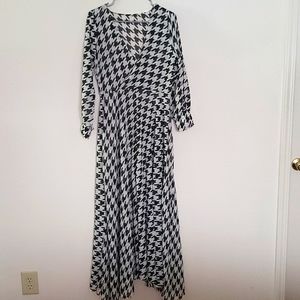 Houndstooth Sheer Maxi Dress